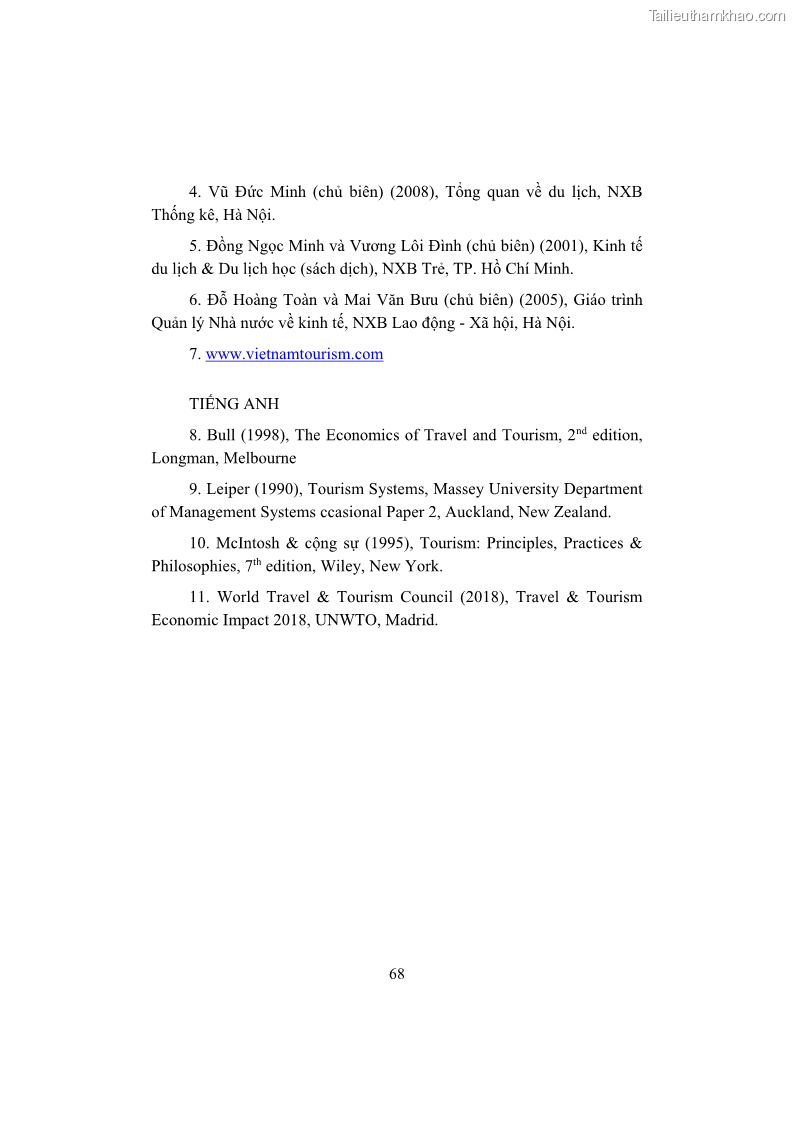 Giáo trình Kinh tế du lịch Phần 1 - 7 Trang 84