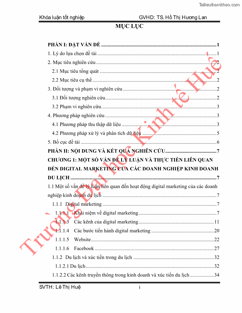 Khóa luận tốt nghiệp quản trị kinh doanh Hoàn thiện hoạt động digital marketing tại công ty TNHH Du lịch Xanh Việt - 1 Trang 4