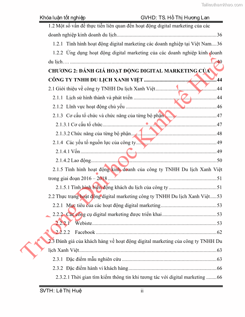 Khóa luận tốt nghiệp quản trị kinh doanh Hoàn thiện hoạt động digital marketing tại công ty TNHH Du lịch Xanh Việt - 1 Trang 5