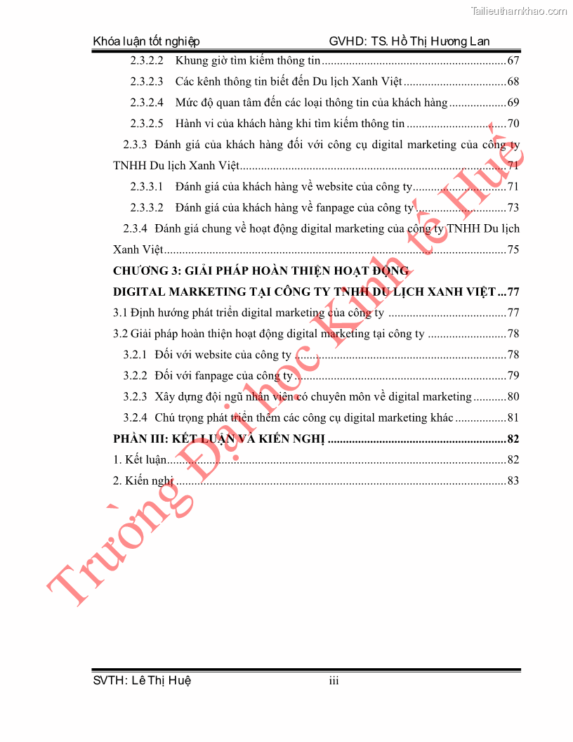 Khóa luận tốt nghiệp quản trị kinh doanh Hoàn thiện hoạt động digital marketing tại công ty TNHH Du lịch Xanh Việt - 1 Trang 6