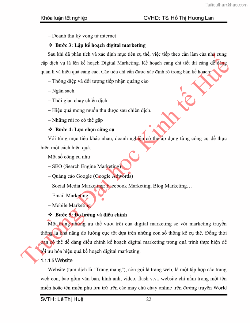 Khóa luận tốt nghiệp quản trị kinh doanh Hoàn thiện hoạt động digital marketing tại công ty TNHH Du lịch Xanh Việt - 3 Trang 30