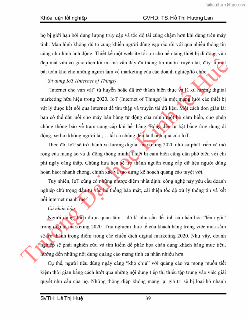 Khóa luận tốt nghiệp quản trị kinh doanh Hoàn thiện hoạt động digital marketing tại công ty TNHH Du lịch Xanh Việt - 4 Trang 47