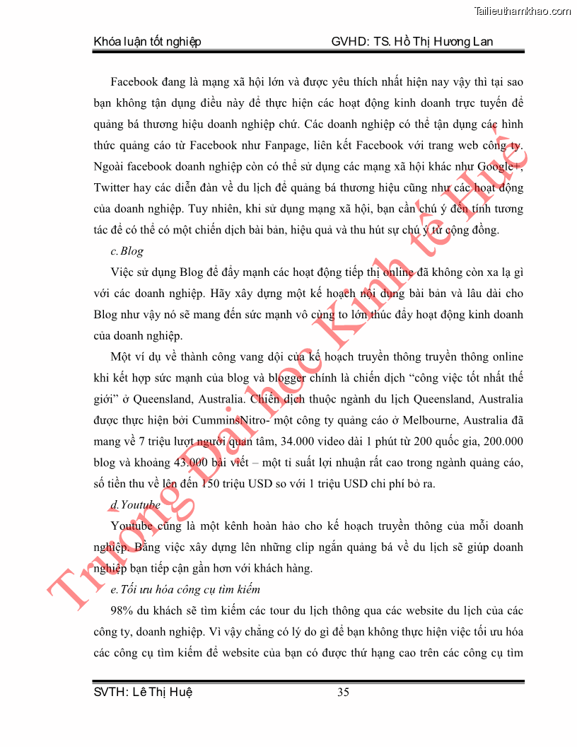 Khóa luận tốt nghiệp quản trị kinh doanh Hoàn thiện hoạt động digital marketing tại công ty TNHH Du lịch Xanh Việt - 4 Trang 43