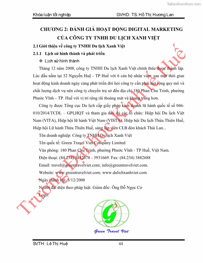 Khóa luận tốt nghiệp quản trị kinh doanh Hoàn thiện hoạt động digital marketing tại công ty TNHH Du lịch Xanh Việt - 5 Trang 52