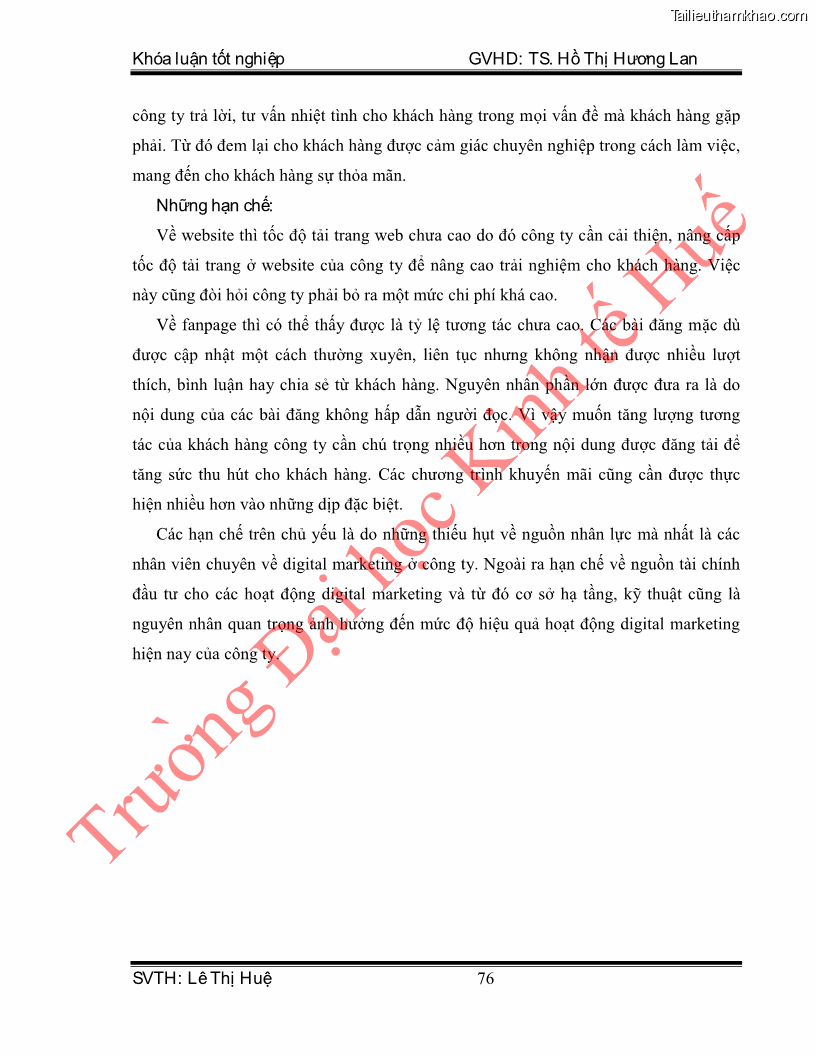 Khóa luận tốt nghiệp quản trị kinh doanh Hoàn thiện hoạt động digital marketing tại công ty TNHH Du lịch Xanh Việt - 7 Trang 84