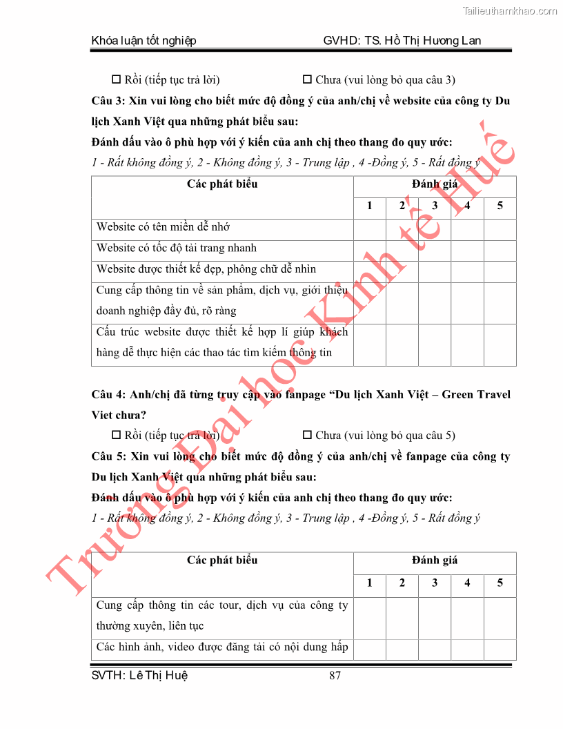 Khóa luận tốt nghiệp quản trị kinh doanh Hoàn thiện hoạt động digital marketing tại công ty TNHH Du lịch Xanh Việt - 8 Trang 95