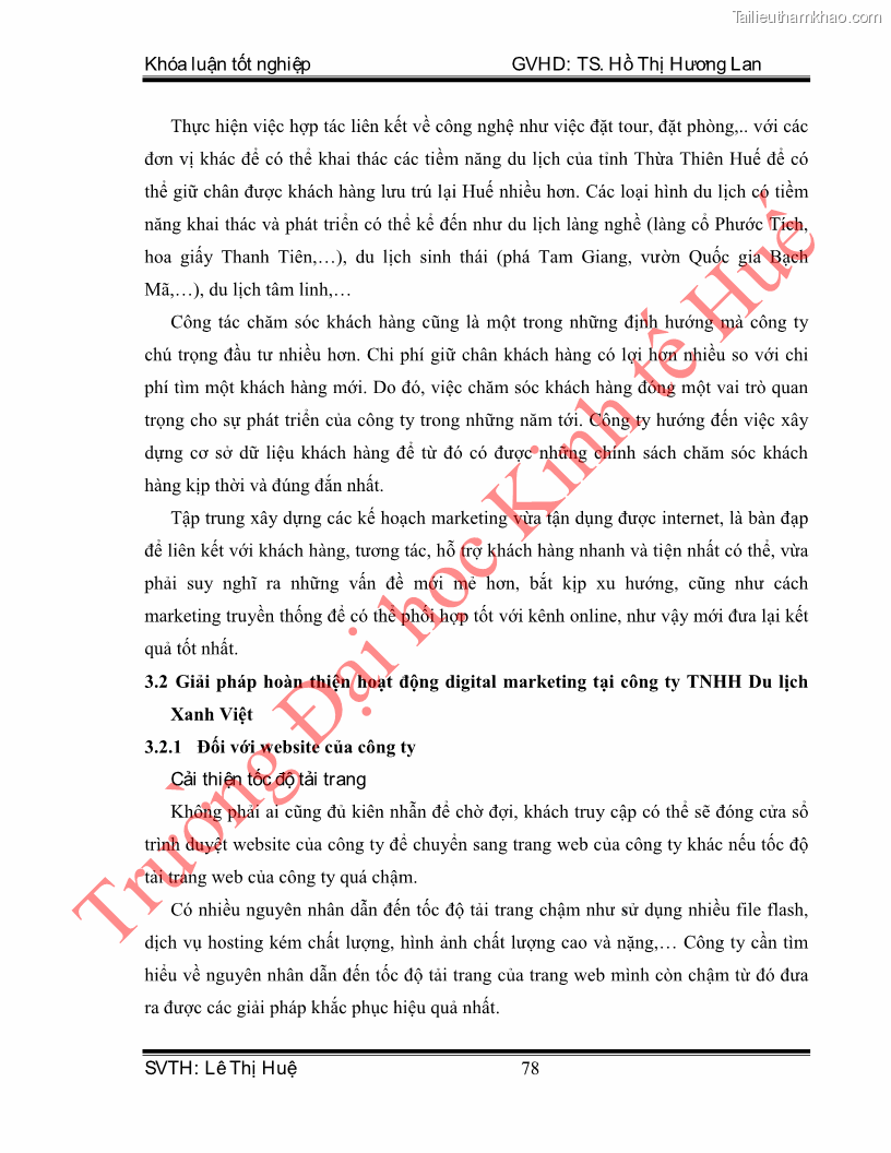 Khóa luận tốt nghiệp quản trị kinh doanh Hoàn thiện hoạt động digital marketing tại công ty TNHH Du lịch Xanh Việt - 8 Trang 86
