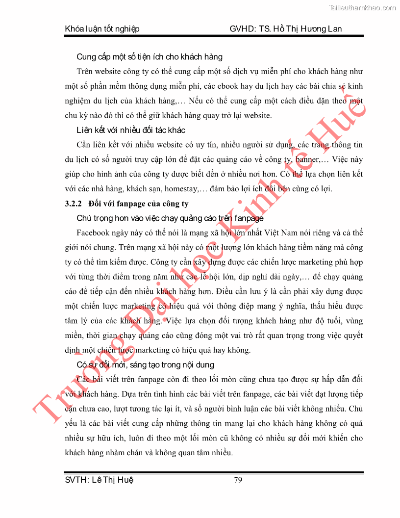Khóa luận tốt nghiệp quản trị kinh doanh Hoàn thiện hoạt động digital marketing tại công ty TNHH Du lịch Xanh Việt - 8 Trang 87
