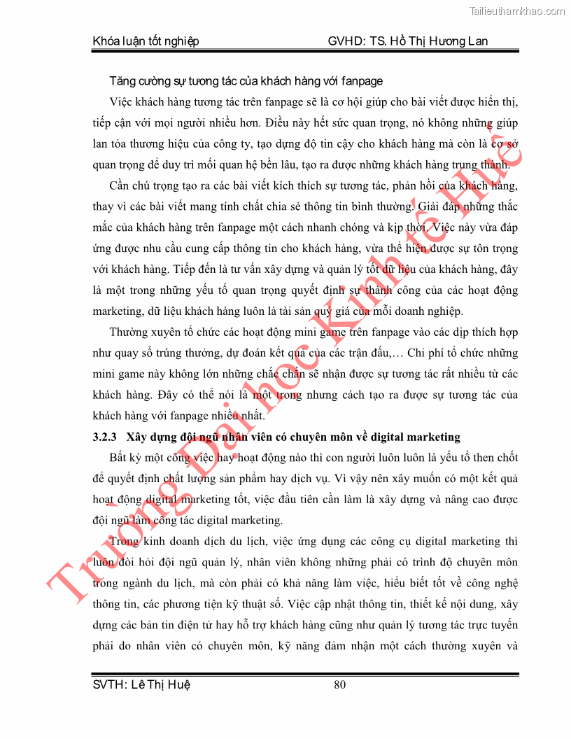 Khóa luận tốt nghiệp quản trị kinh doanh Hoàn thiện hoạt động digital marketing tại công ty TNHH Du lịch Xanh Việt - 8 Trang 88