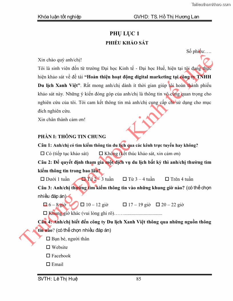 Khóa luận tốt nghiệp quản trị kinh doanh Hoàn thiện hoạt động digital marketing tại công ty TNHH Du lịch Xanh Việt - 8 Trang 93