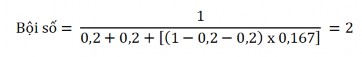 Mặc dù giá trị của bội số sau khi tính toán tương tự như trong ví dụ ở 1