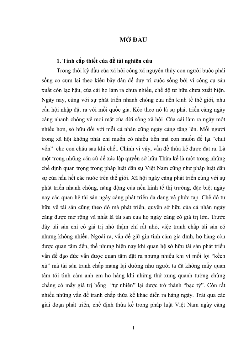 Luận văn Thạc sĩ Luật học Diện và hàng thừa kế theo quy định của Bộ luật dân sự năm 2005 - 1 Trang 7
