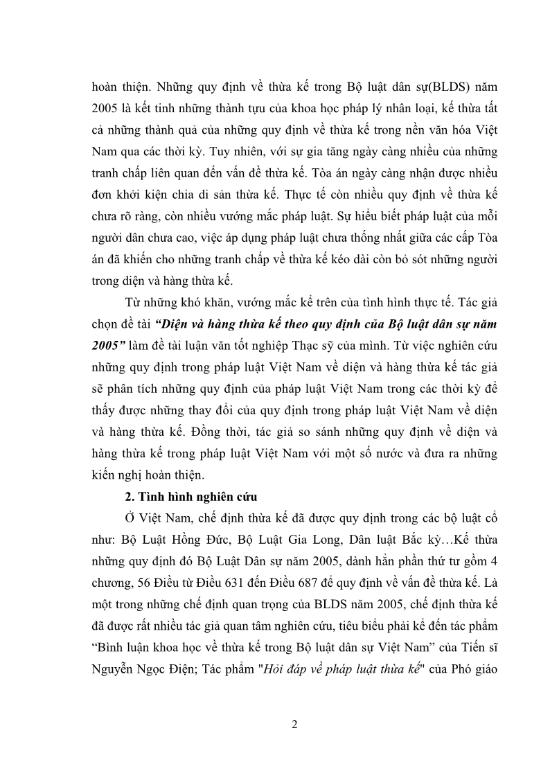 Luận văn Thạc sĩ Luật học Diện và hàng thừa kế theo quy định của Bộ luật dân sự năm 2005 - 1 Trang 8