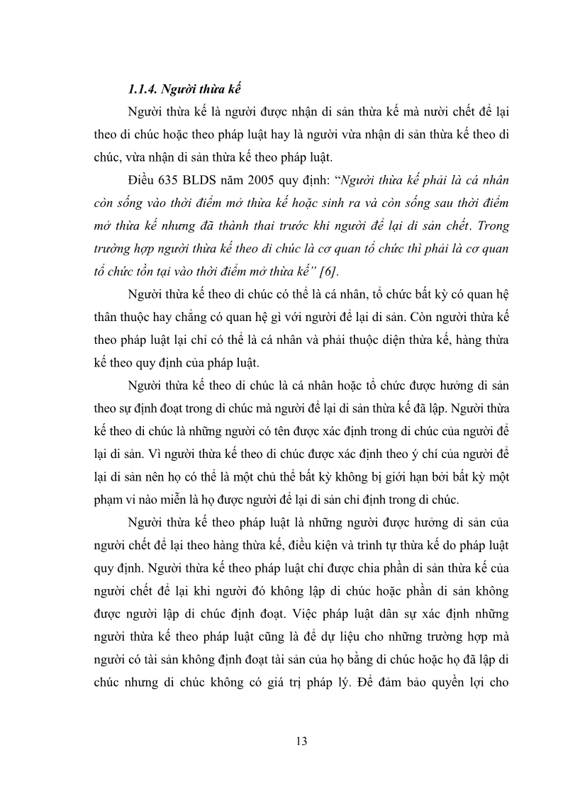 Luận văn Thạc sĩ Luật học Diện và hàng thừa kế theo quy định của Bộ luật dân sự năm 2005 - 2 Trang 19