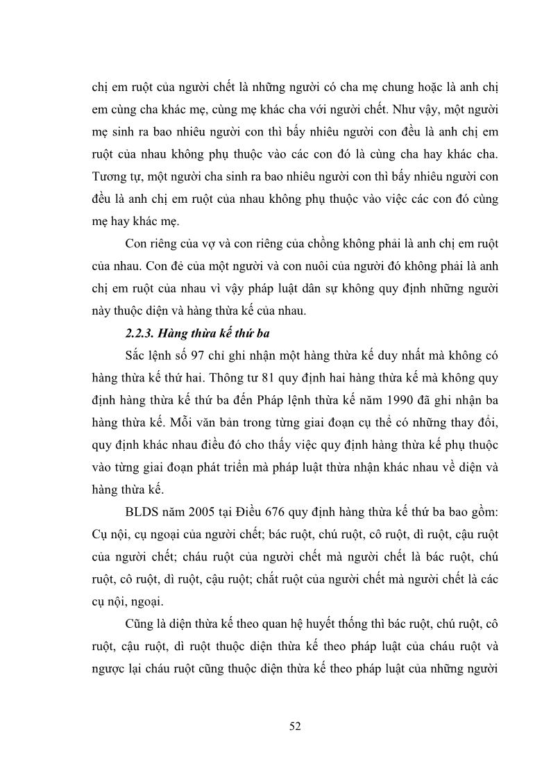 Luận văn Thạc sĩ Luật học Diện và hàng thừa kế theo quy định của Bộ luật dân sự năm 2005 - 5 Trang 58