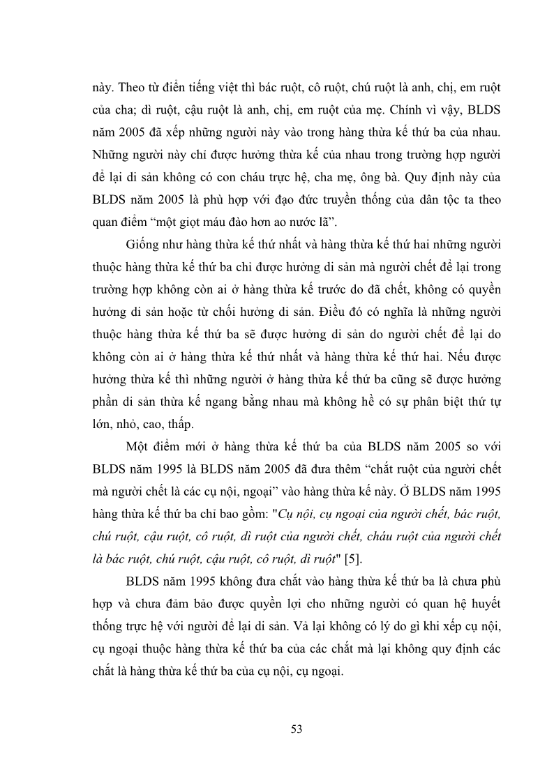 Luận văn Thạc sĩ Luật học Diện và hàng thừa kế theo quy định của Bộ luật dân sự năm 2005 - 5 Trang 59