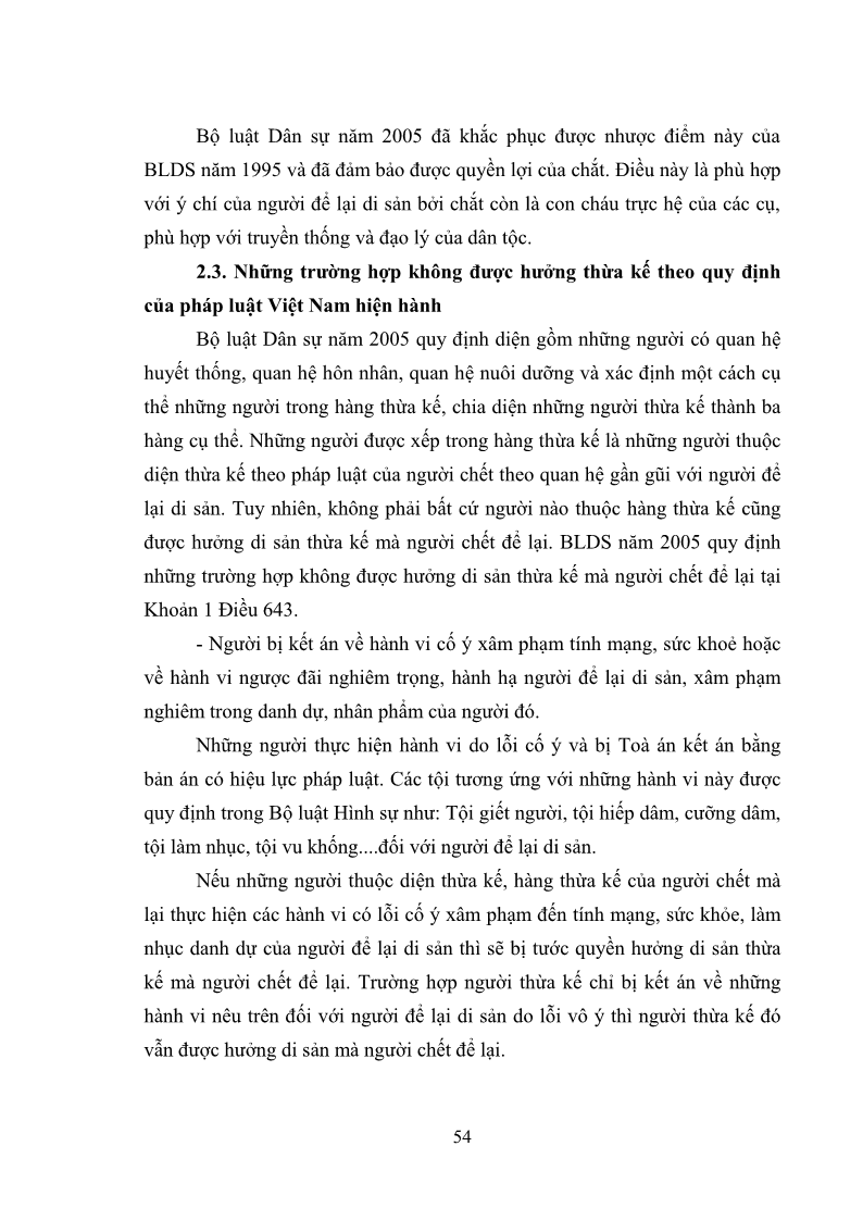 Luận văn Thạc sĩ Luật học Diện và hàng thừa kế theo quy định của Bộ luật dân sự năm 2005 - 5 Trang 60