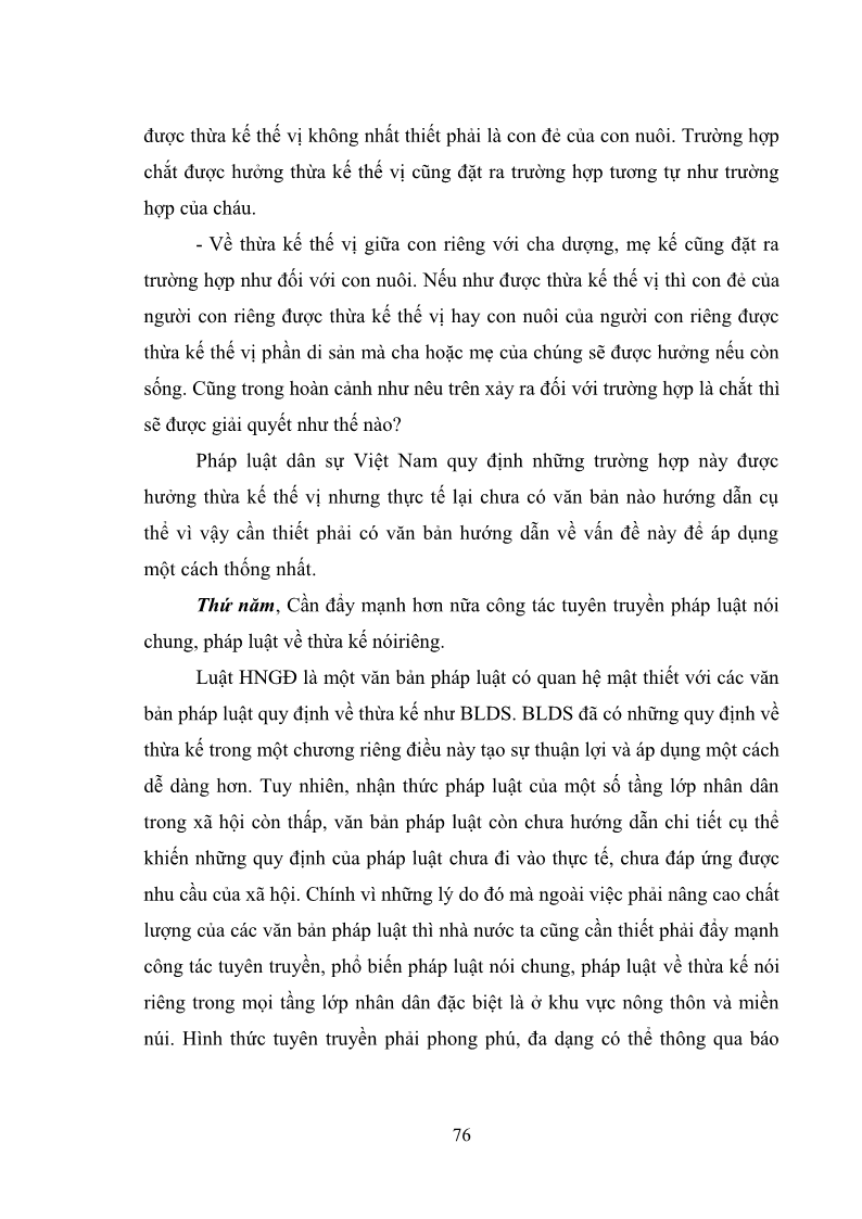 Luận văn Thạc sĩ Luật học Diện và hàng thừa kế theo quy định của Bộ luật dân sự năm 2005 - 7 Trang 82