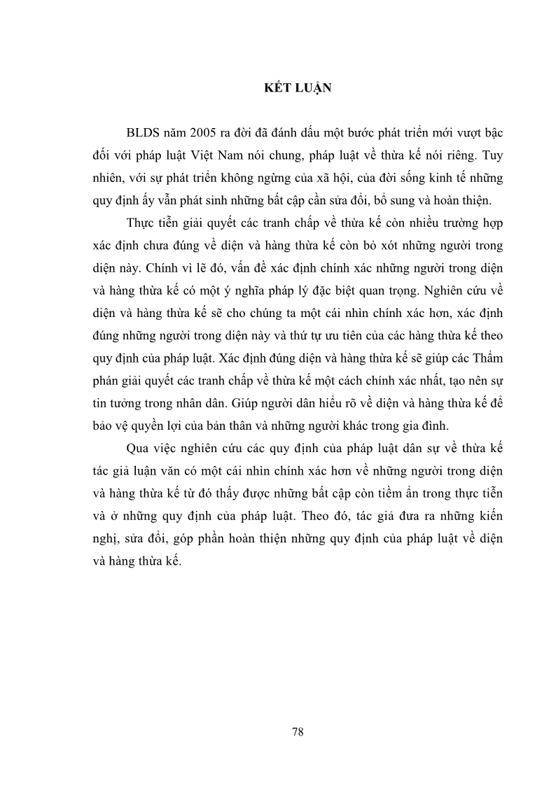 Luận văn Thạc sĩ Luật học Diện và hàng thừa kế theo quy định của Bộ luật dân sự năm 2005 - 7 Trang 84