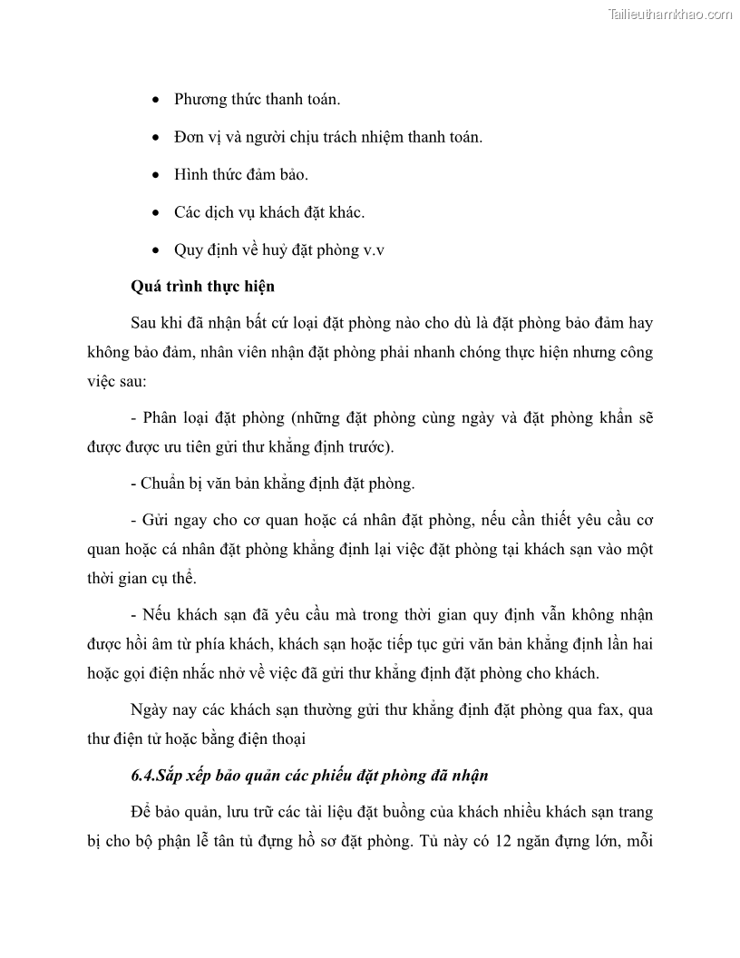 Giáo trình Nghiệp vụ lễ tân trường cđ nghề Đà Nẵng - 6 Trang 70