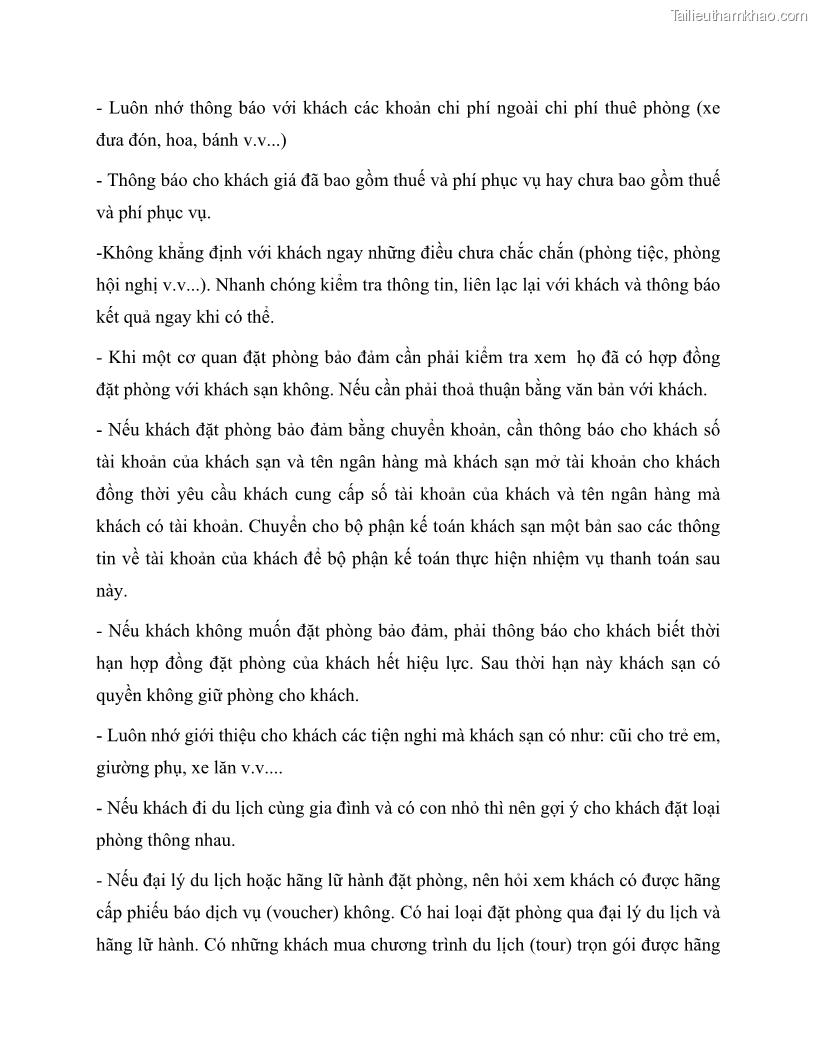 Giáo trình Nghiệp vụ lễ tân trường cđ nghề Đà Nẵng - 6 Trang 66