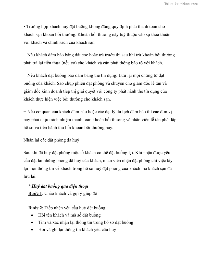 Giáo trình Nghiệp vụ lễ tân trường cđ nghề Đà Nẵng - 7 Trang 84