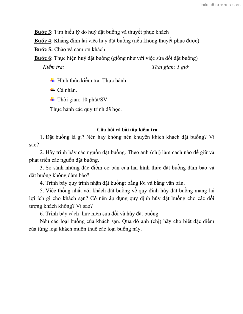 Giáo trình Nghiệp vụ lễ tân trường cđ nghề Đà Nẵng - 8 Trang 85