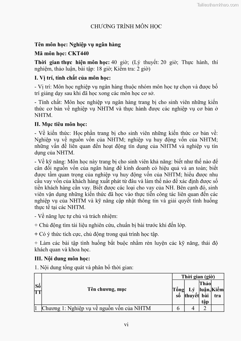 Giáo trình Nghiệp vụ ngân hàng Nghề Kế toán - Cao đẳng - Trường Cao đẳng Cộng đồng Đồng Tháp - 1 Trang 7