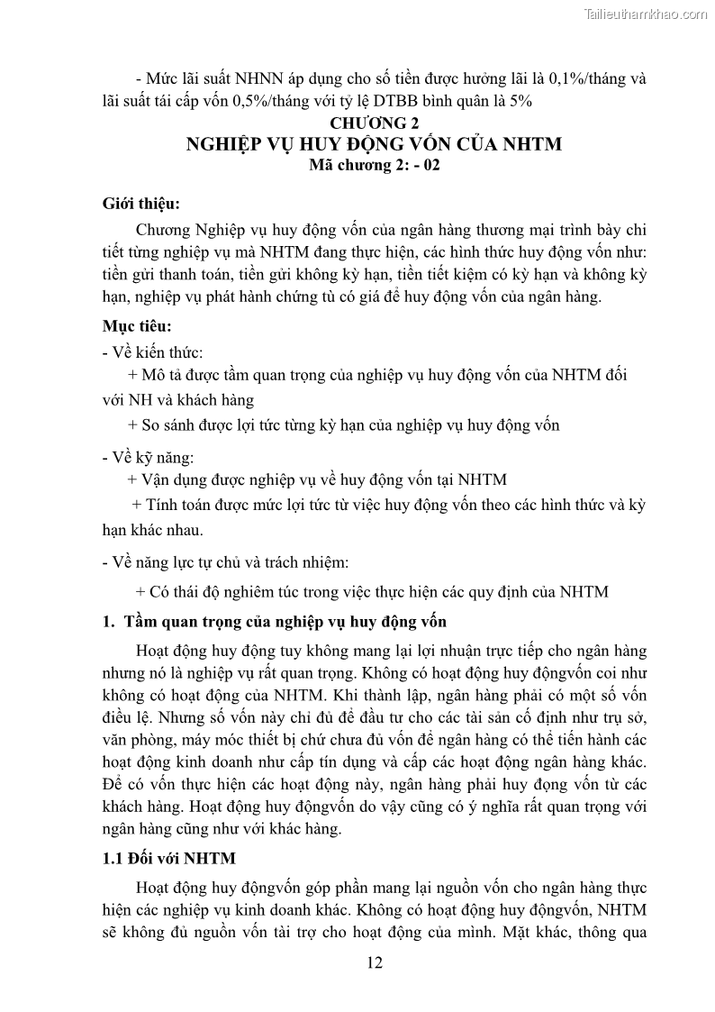 Giáo trình Nghiệp vụ ngân hàng Nghề Kế toán - Cao đẳng - Trường Cao đẳng Cộng đồng Đồng Tháp - 2 Trang 21