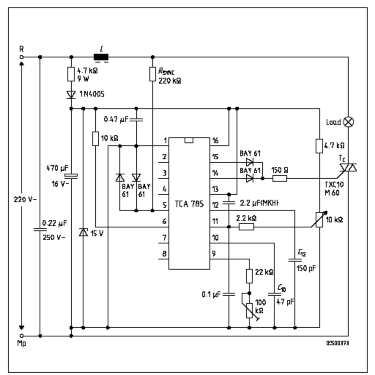 Hình 8 6 Sơ đồ ứng dụng TCA785 điều khiển Triac Tính chọn Diac Dòng điện tối 1