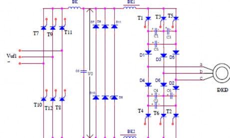 Hình 10 13 Biến tần nguồn áp dùng Thyristor Nhóm chỉnh lưu gồm 6 Thyristor T 7 8