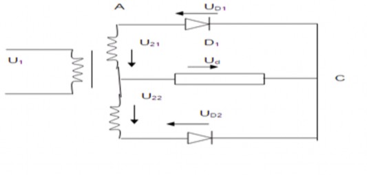 Hình 3 5 Mạch chỉnh lưu 1 pha 2 nửa chu kỳ máy biến áp thứ cấp có điểm giữa 4