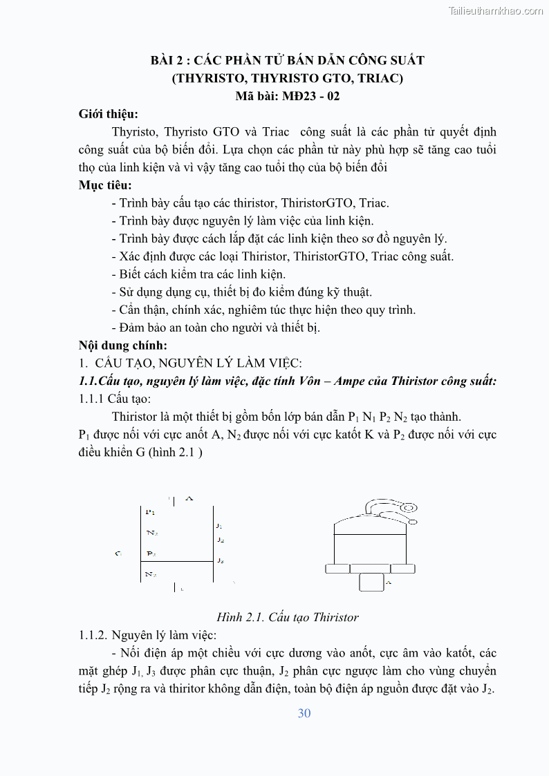 Giáo trình Điện tử công suất Nghề Kỹ thuật máy lạnh và điều hòa không khí - Cao đẳng - Trường Cao đẳng nghề Đồng Tháp - 3 Trang 32