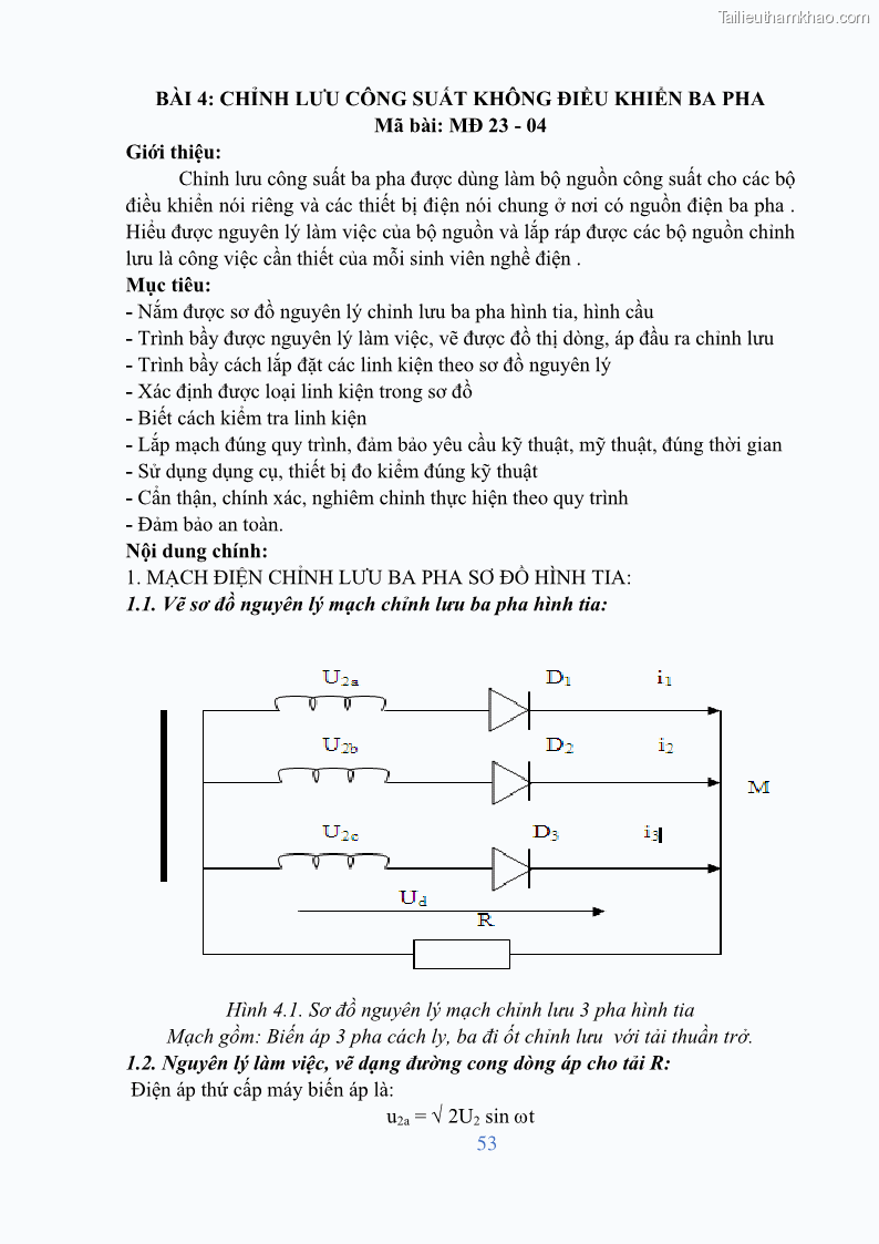 Giáo trình Điện tử công suất Nghề Kỹ thuật máy lạnh và điều hòa không khí - Cao đẳng - Trường Cao đẳng nghề Đồng Tháp - 5 Trang 55