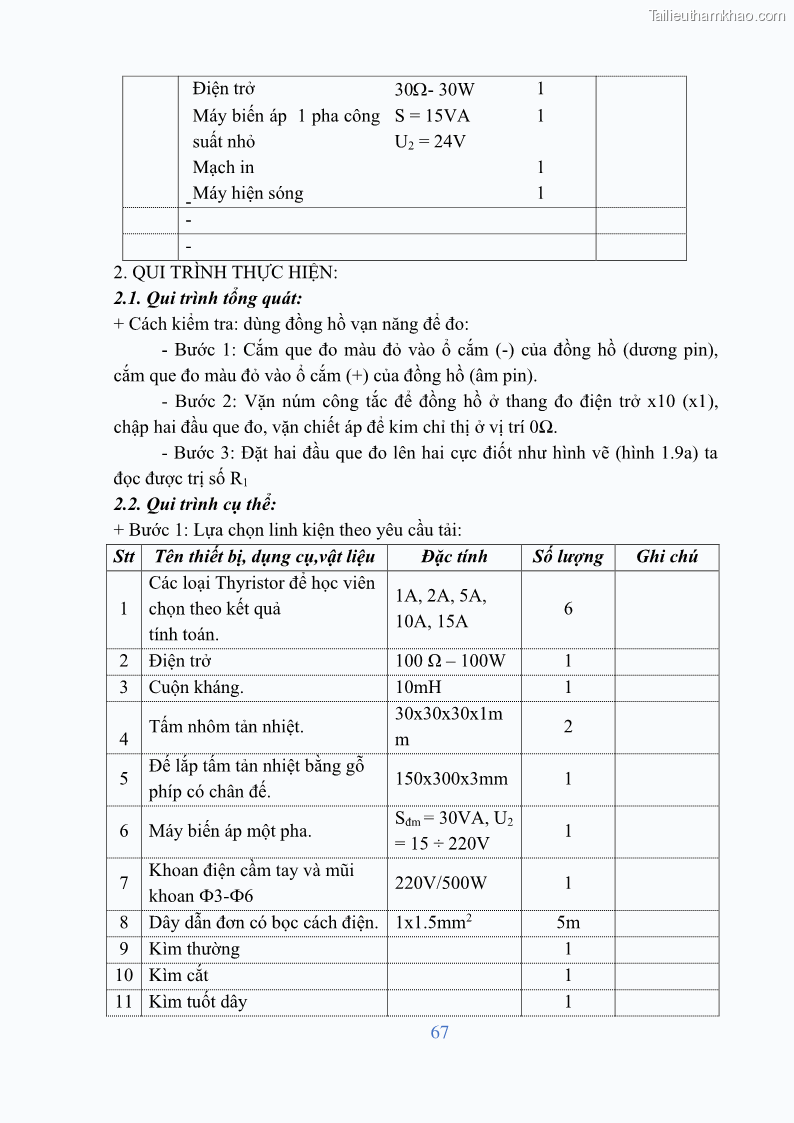 Giáo trình Điện tử công suất Nghề Kỹ thuật máy lạnh và điều hòa không khí - Cao đẳng - Trường Cao đẳng nghề Đồng Tháp - 6 Trang 69