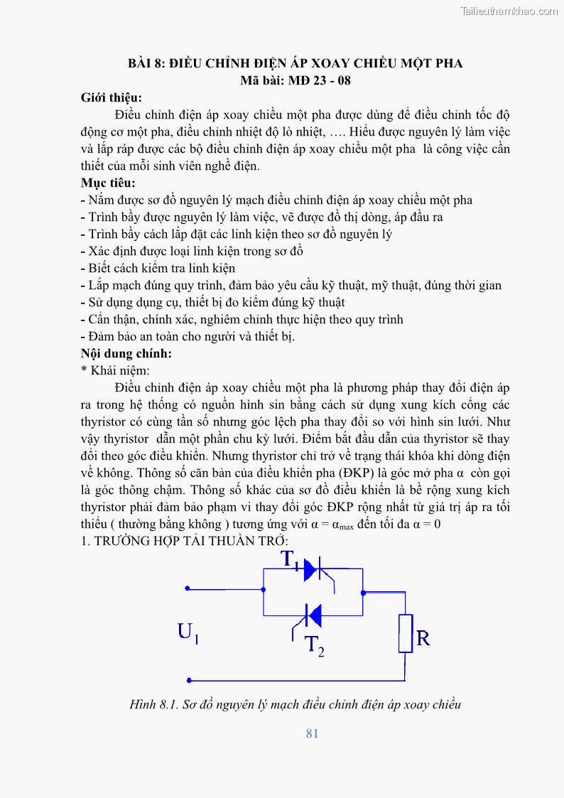 Giáo trình Điện tử công suất Nghề Kỹ thuật máy lạnh và điều hòa không khí - Cao đẳng - Trường Cao đẳng nghề Đồng Tháp - 7 Trang 83