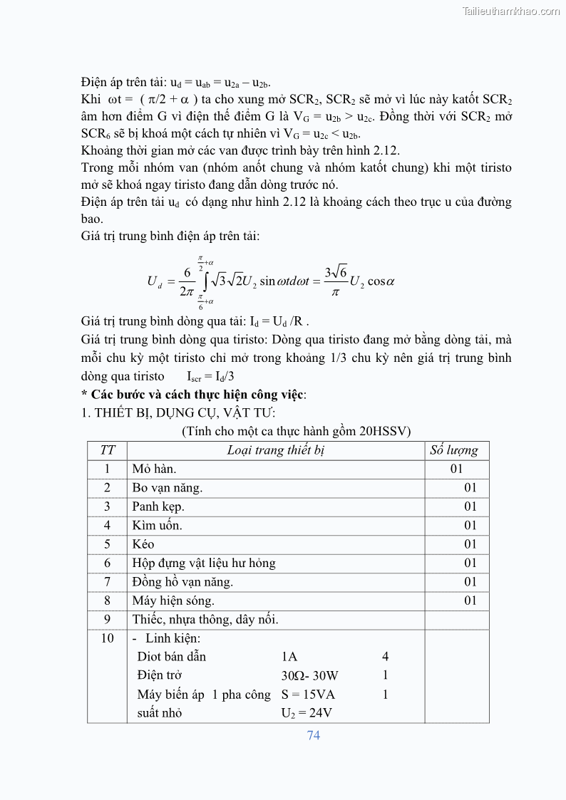 Giáo trình Điện tử công suất Nghề Kỹ thuật máy lạnh và điều hòa không khí - Cao đẳng - Trường Cao đẳng nghề Đồng Tháp - 7 Trang 76