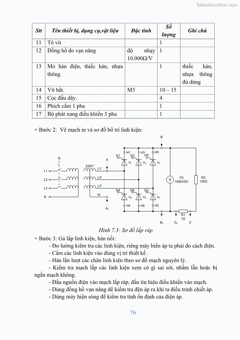 Giáo trình Điện tử công suất Nghề Kỹ thuật máy lạnh và điều hòa không khí - Cao đẳng - Trường Cao đẳng nghề Đồng Tháp - 7 Trang 78