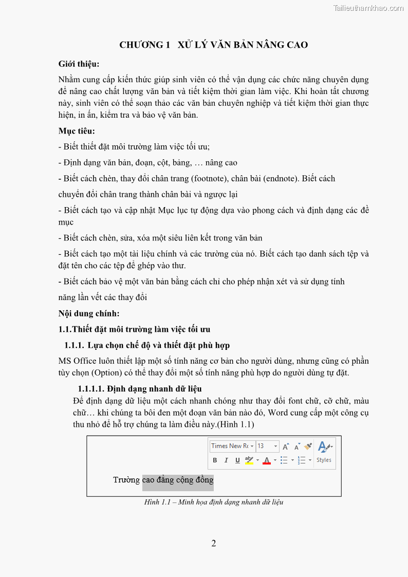 Giáo trình Tin học văn phòng Nghề Công nghệ thông tin - Cao đẳng - Trường Cao đẳng Cộng đồng Đồng Tháp - 1 Trang 9