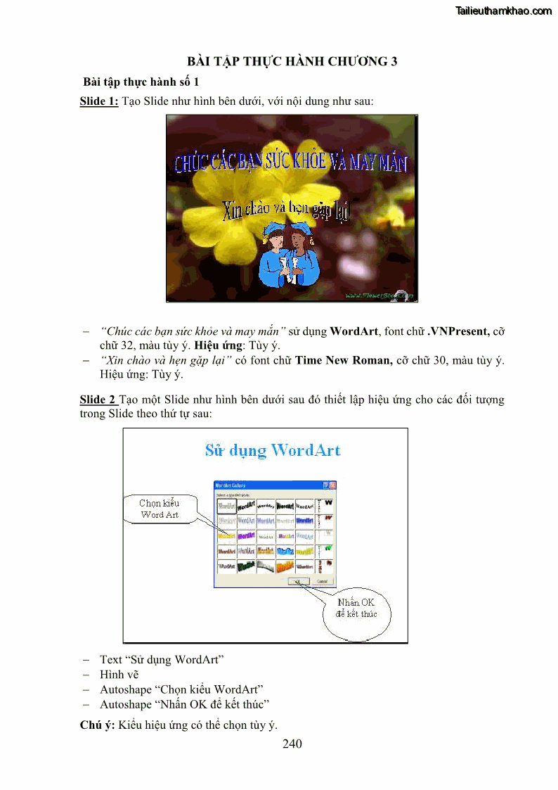 Giáo trình Tin học văn phòng Nghề Công nghệ thông tin - Cao đẳng - Trường Cao đẳng Cộng đồng Đồng Tháp - 21 Trang 247