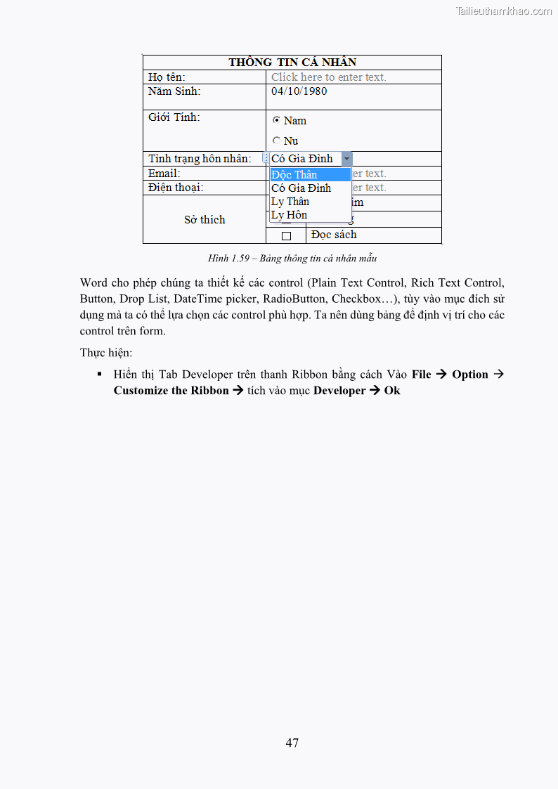 Giáo trình Tin học văn phòng Nghề Công nghệ thông tin - Cao đẳng - Trường Cao đẳng Cộng đồng Đồng Tháp - 5 Trang 54