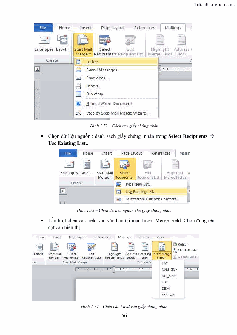 Giáo trình Tin học văn phòng Nghề Công nghệ thông tin - Cao đẳng - Trường Cao đẳng Cộng đồng Đồng Tháp - 6 Trang 63