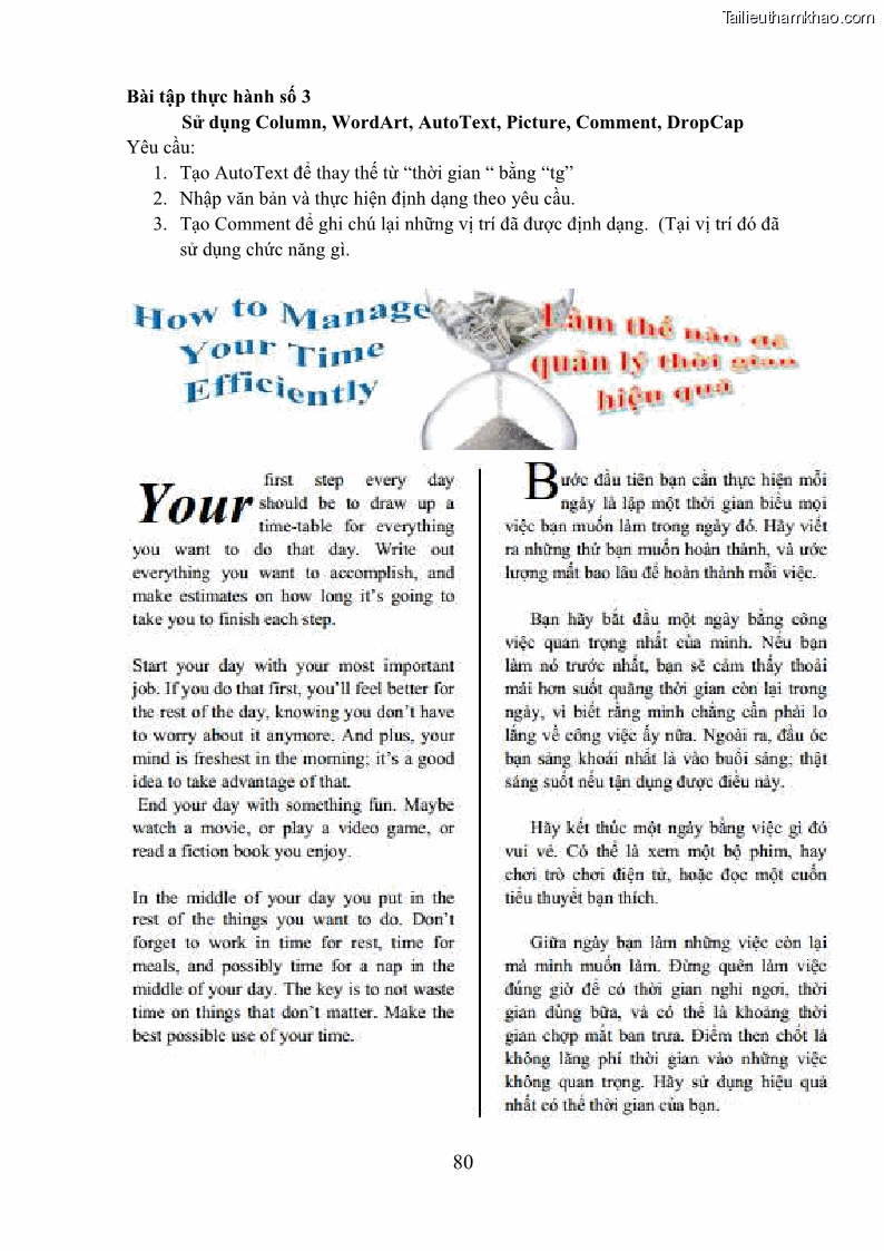 Giáo trình Tin học văn phòng Nghề Công nghệ thông tin - Cao đẳng - Trường Cao đẳng Cộng đồng Đồng Tháp - 8 Trang 87