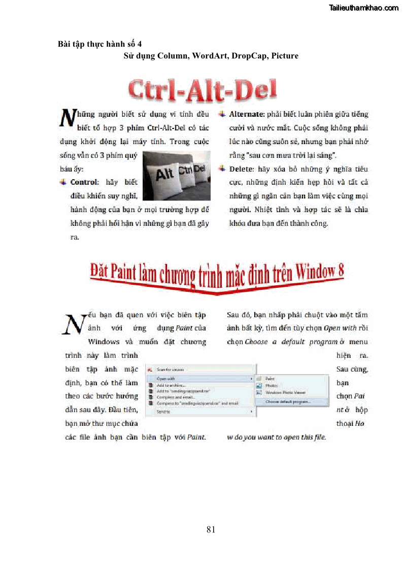 Giáo trình Tin học văn phòng Nghề Công nghệ thông tin - Cao đẳng - Trường Cao đẳng Cộng đồng Đồng Tháp - 8 Trang 88