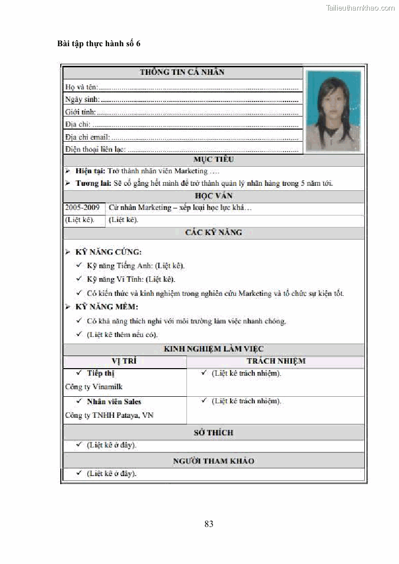 Giáo trình Tin học văn phòng Nghề Công nghệ thông tin - Cao đẳng - Trường Cao đẳng Cộng đồng Đồng Tháp - 8 Trang 90