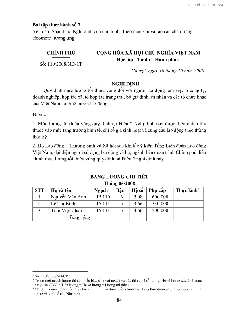 Giáo trình Tin học văn phòng Nghề Công nghệ thông tin - Cao đẳng - Trường Cao đẳng Cộng đồng Đồng Tháp - 8 Trang 91