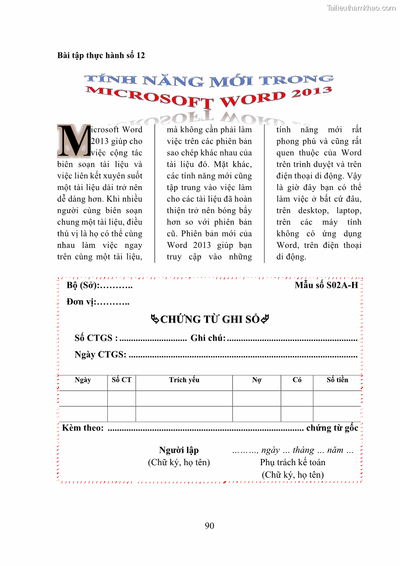 Giáo trình Tin học văn phòng Nghề Công nghệ thông tin - Cao đẳng - Trường Cao đẳng Cộng đồng Đồng Tháp - 9 Trang 97