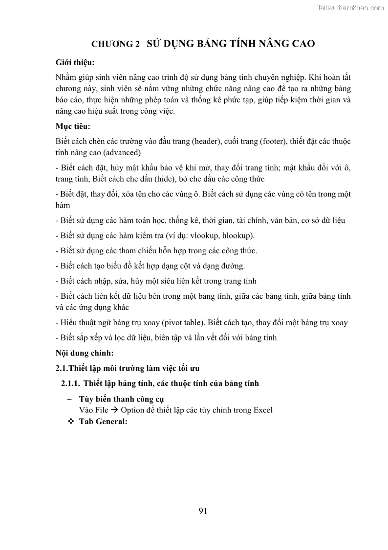 Giáo trình Tin học văn phòng Nghề Công nghệ thông tin - Cao đẳng - Trường Cao đẳng Cộng đồng Đồng Tháp - 9 Trang 98