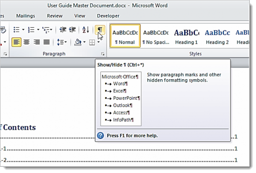 Hình 1 90 – Xem hiển thị ngắt mục Word sẽ hiển thị chính xác các đoạn Setion 4