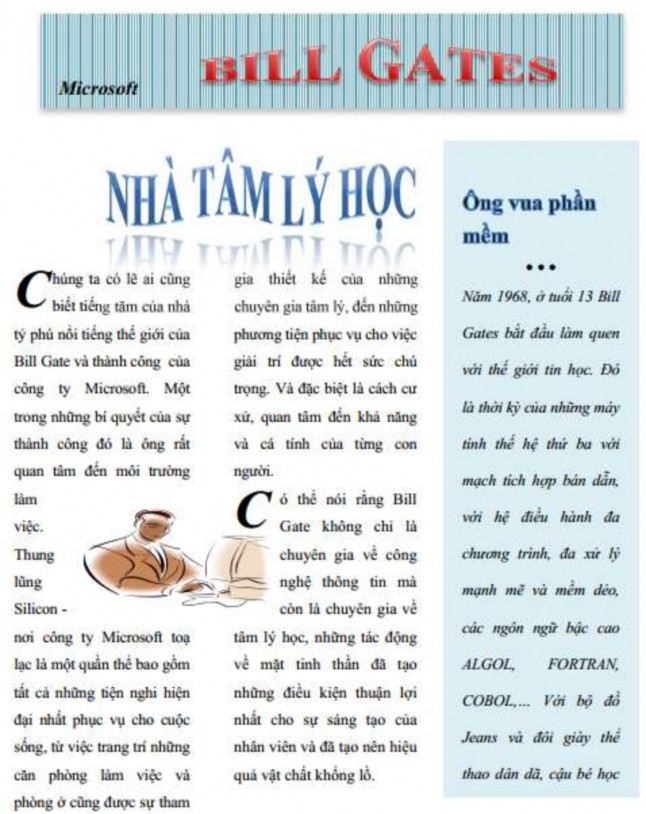 Bài tập thực hành số 3 Sử dụng Column WordArt AutoText Picture Comment DropCap Yêu 6